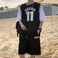 篮球运动套装男夏季网眼透气11号球衣班服高中生夏短袖短裤两件套
