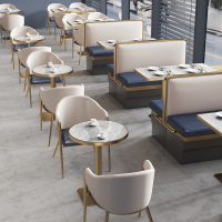 定制轻奢网红西餐厅不锈钢卡座沙发日料店火锅店饭店餐饮桌椅组合
