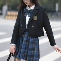 jk制服短款西装外套女生小个子黑色西服春秋季原创上衣学生学院风