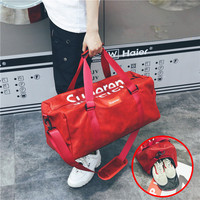 香港潮牌短途大容量旅行袋女韩版防水运动健身包男手提行李鞋位包