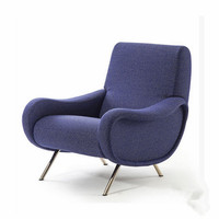 北欧轻奢沙发椅休闲单人椅蓝色布艺设计师客厅现代简约扶手椅单椅
