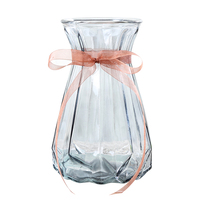 欧式创意竖棱玻璃花瓶 水培植物玻璃瓶绿萝透明装饰客厅插花摆件