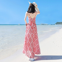露背沙滩裙海边度假仙女雪纺吊带连衣裙夏季新品泰国马尔代夫长裙
