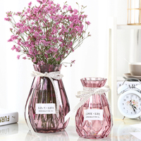 欧式创意玻璃花瓶透明彩色干花水培工艺玻璃客厅装饰插花摆件道具