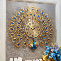 钟表孔雀挂钟客厅欧式创意电子钟现代简约家用时尚石英钟静音时钟