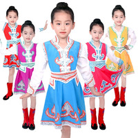 少数民族服装蒙古族舞蹈服袍女儿童沙2018年春季送礼新款上市