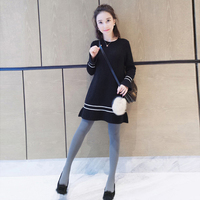 韩国女装2021春秋新款赫本小黑裙chic港味显瘦打底针织鱼尾连衣裙