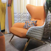 北欧轻奢后现代简约沙发椅单人休闲客厅设计师创意铁艺高背老虎椅