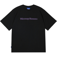 WassupHouse基础大logo印花短袖T恤男潮牌新款宽松圆领上衣情侣