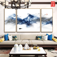 新中式水墨禅意境山水画抽象现代客厅沙发背景墙装饰画办公室挂画