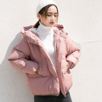 孜索2018冬季新款粉色小棉服女韩版学生短款连帽面包棉衣加厚外套
