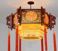中式复古吊灯实木仿古中国风羊皮客厅饭店中餐厅灯具简约现代美式