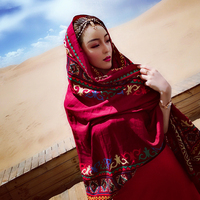 旅游拍照超美防晒大披肩女民族风棉麻红色沙漠围巾海边度假沙滩巾