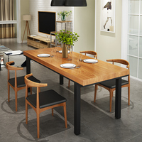 北欧风复古铁艺实木餐桌家用长方形饭店现代简约小户型餐桌椅组合