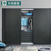 上海纯色整体衣柜定制简约卧室饰面推拉门衣帽间全屋家具定做