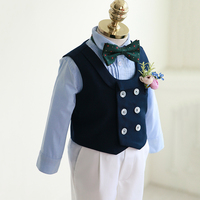 儿童西服男小西装套装洋气马甲三件套周岁生日男童礼服花童小西服