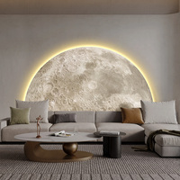 月球客厅装饰画大气肌理感沙发背景墙挂画半圆床头画侘寂风壁画