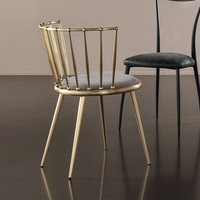 北欧简约铁艺金色餐椅咖啡厅桌椅彩色椅子设计师椅创意布艺餐厅椅