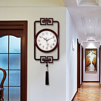 中式客厅挂钟中国风现代简约装饰钟表家用创意个性时尚大气石英钟