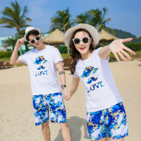 沙滩情侣装夏装套装海边度假2018新款大码速干裤200斤短袖T恤男女