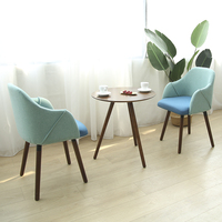 北欧实木餐椅现代简约欧式家用靠背椅洽谈接待椅咖啡厅奶茶店桌椅