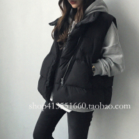 2018冬季韩版黑色保暖羽绒马甲女短款面包服加厚加绒大码背心坎肩