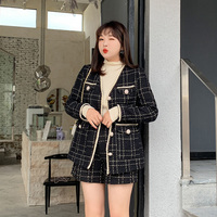 冬季韩版大码女装胖妹妹mm短裤外套女2019新款小个子洋气显瘦套装