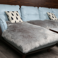 澳之羊冬季长毛绒沙发垫子简约现代加厚仿羊毛防滑皮沙发坐垫定做
