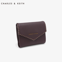 CHARLES＆KEITH短款钱包CK6-10680701金属铆钉简约信封形钱包
