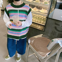 韩国童装儿童针织马甲2022秋季新款男女童毛衣背心洋气时髦外穿