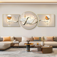 现代简约沙发背景墙挂画寓意好羽毛客厅装饰画轻奢大气三联画墙画