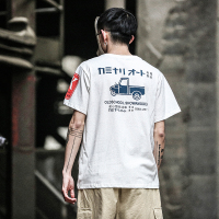 日系原创夏季字母个性短袖T恤男士圆领趣味卡通印花宽松潮流半袖