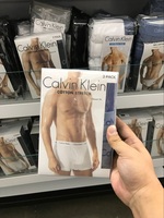 美国超市Calvin Klein CK男士前开口平角内裤纯棉四角内裤3条盒装