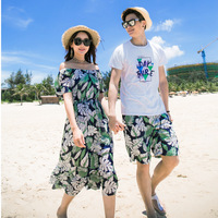 去泰国旅游穿的衣服情侣装连衣裙女三亚蜜月度假沙滩裤一套男拍照