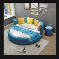 大圆床双人现代简约可拆洗布艺圆形小户型情侣公主卧室婚床1.8米2