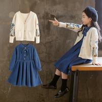 女童连衣裙春装2019新款洋气公主裙女孩韩版儿童装牛仔裙子两件套