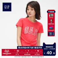 Gap女装纯棉短袖T恤夏季215888 烫金logo圆领上衣女士印花打底衫