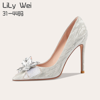 Lily Wei新娘高跟鞋女2022年新款春秋季大码女鞋41一43水晶鞋婚鞋