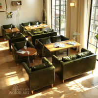 西餐咖啡厅桌椅组合简约休闲休息区办公室接待沙发奶茶甜品店卡座