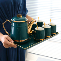 北欧创意咖啡杯碟套装家用陶瓷托盘欧式小奢华下午茶具水具喝水杯