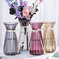 大号欧式创意玻璃花瓶透明彩色水培花瓶玻璃客厅装饰干花插花摆件