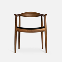 及木 现代简约 书房椅子 肯尼迪总统椅 黑胡桃 实木真皮餐椅YZ002