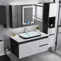 现代橡木浴室柜组合北欧挂墙式智能镜柜卫生间洗手洗脸面盆洗漱台