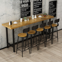 实木吧台桌家用阳台靠墙长条窄桌子奶茶店咖啡厅高脚酒吧桌椅组合