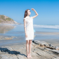 2018女夏新款海南三亚马尔代夫海边度假沙滩裙白色网纱超仙连衣裙