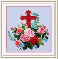 特价包邮丝带绣 爱与你同在 客厅婚庆挂画大十字绣升级耶稣十字架