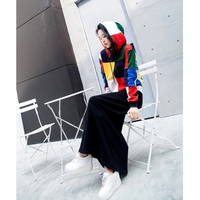 2018秋装新款时尚套装韩版彩色拼色卫衣外套休闲女装显瘦两件套潮