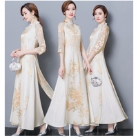 2018新款中国风气质女装中式修身改良旗袍复古奥黛上衣茶服连衣裙