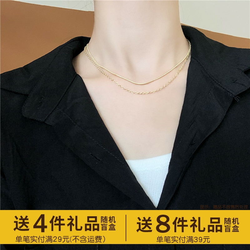 韩国气质简约小众ins冷淡风双层项链女个性甜美锁骨链颈链F563