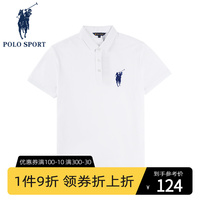 Polo Sport男士polo衫短袖夏季新款白色翻领宽松潮流百搭透气T恤